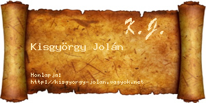 Kisgyörgy Jolán névjegykártya
