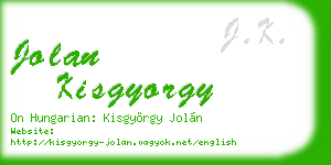 jolan kisgyorgy business card